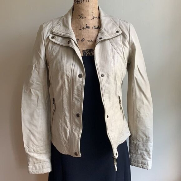 Jessica Simpson faux leather cream jacket XS - Picture 1 of 12